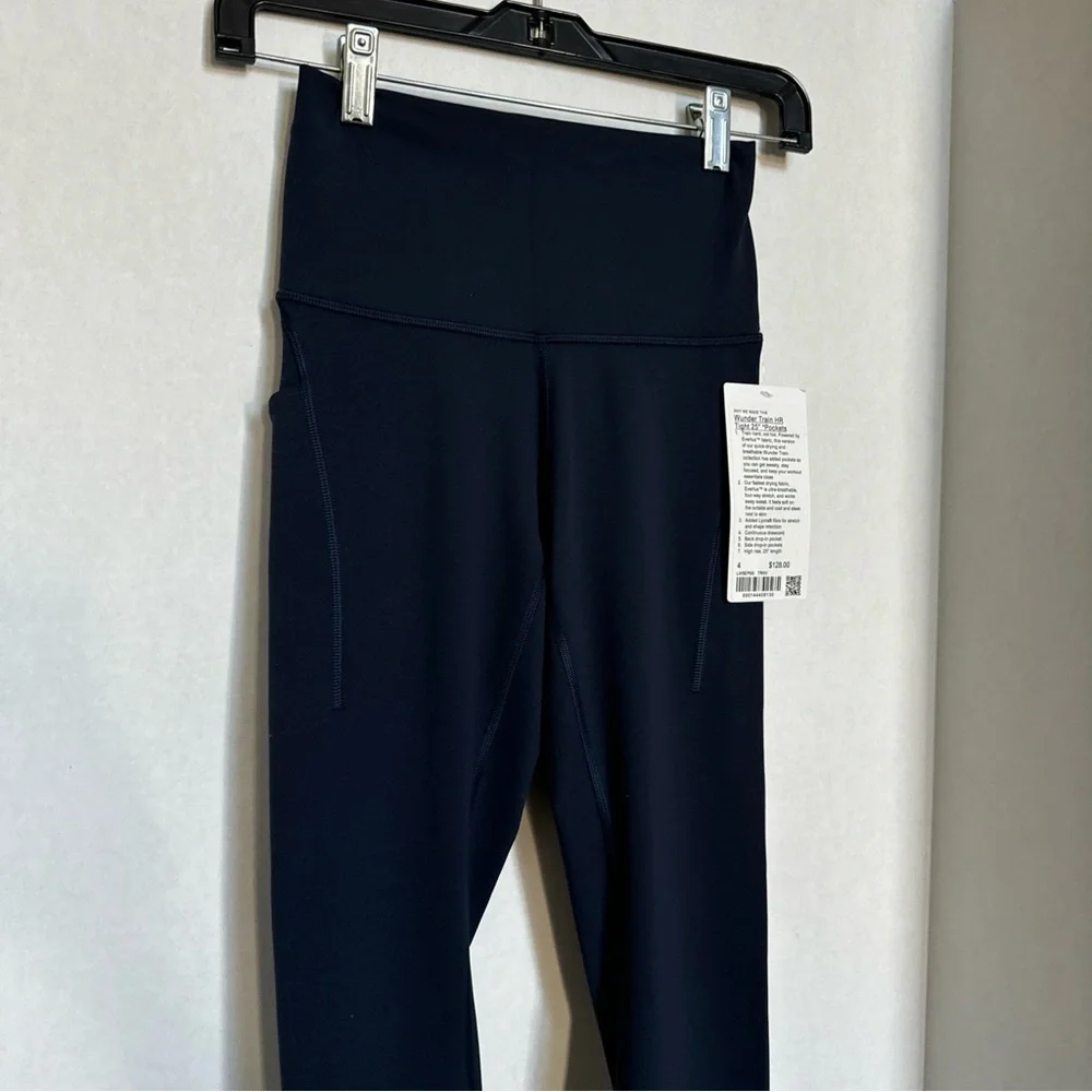 Lululemon Leggings Wunder Train HR Tight 25” Size 4 Pockets True Navy NWT - Picture 3 of 8